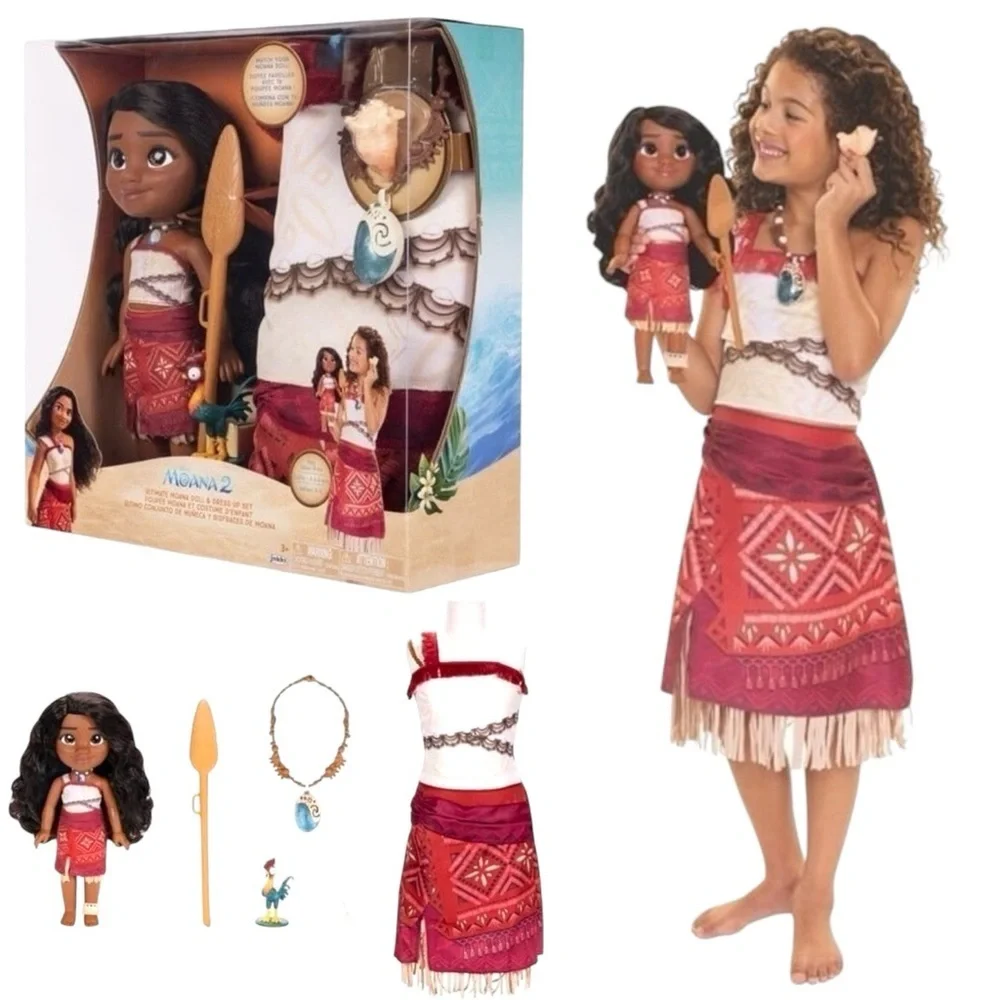 New Disney Moana 2 Girls Ultimate 14” Moana Doll & Dress Up Set Ages 4-6